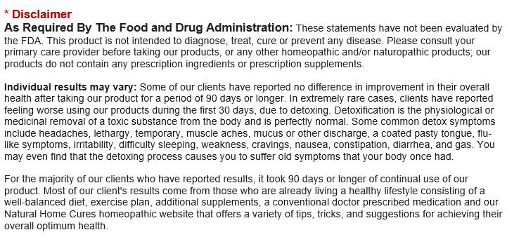 Natural Home Cures Freeze Dried Rich Pericarp Mangosteen Disclaimer